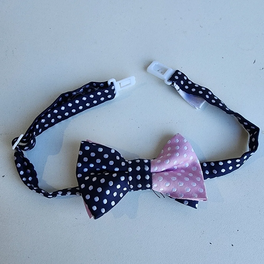 Koala Boys Navy Blue Pink Polka Dot Bow Tie Toddler Kids